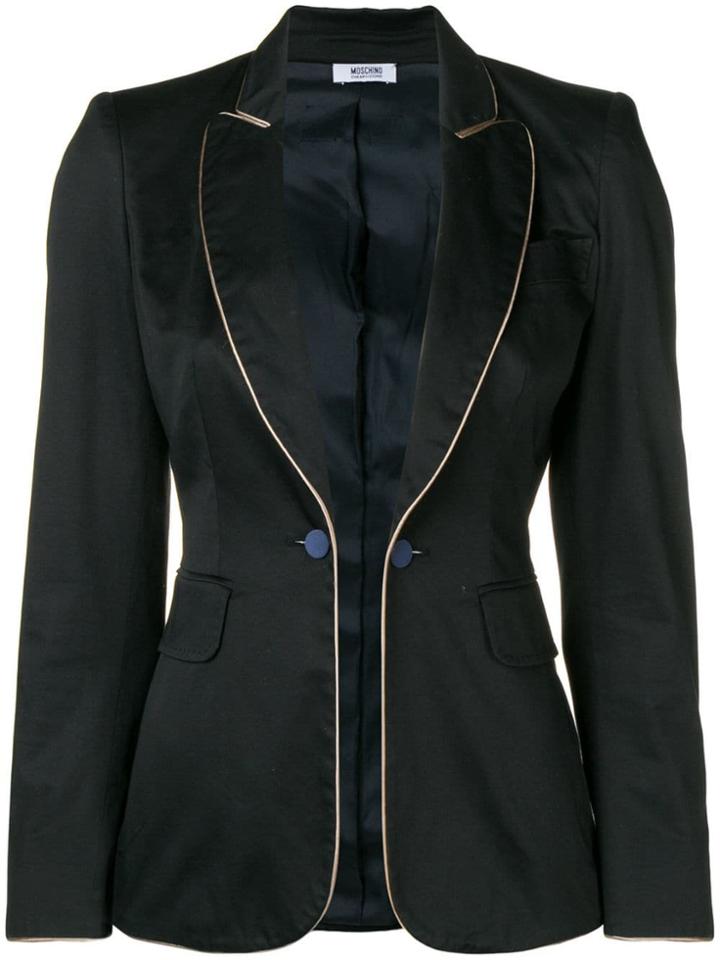 Moschino Vintage 1990's Metallic Piping Fitted Jacket - Black
