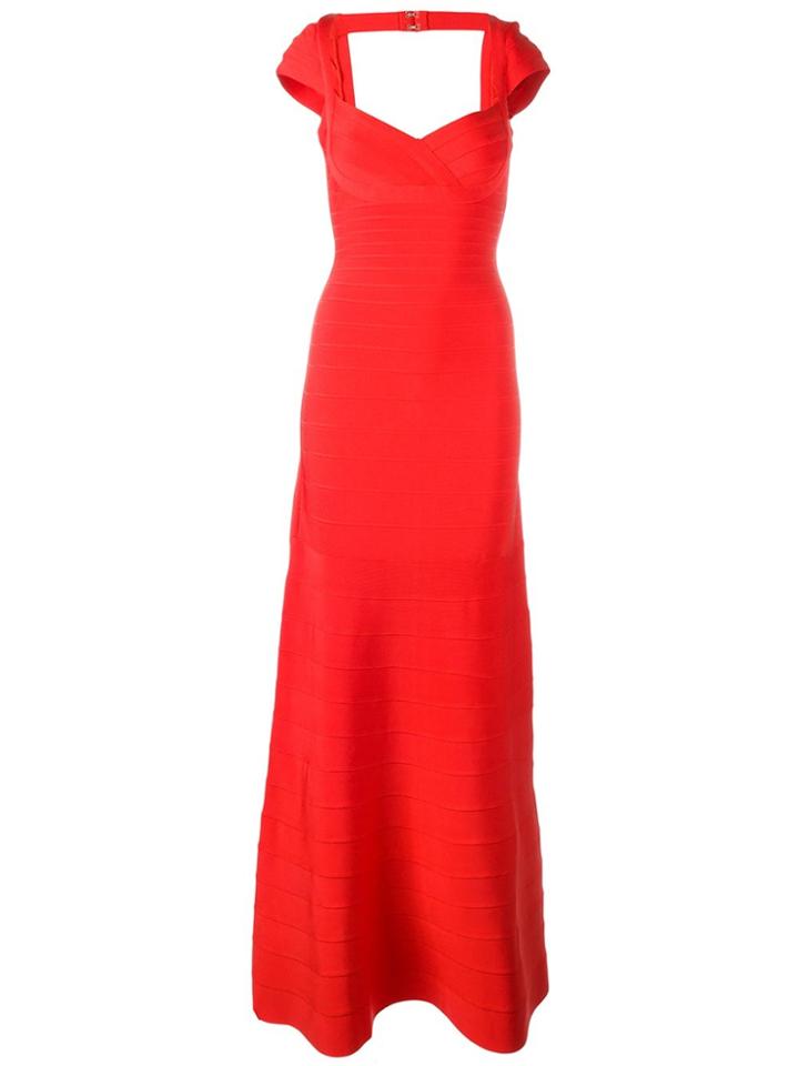 Hervé Léger Sweetheart Neck Long Dress - Red