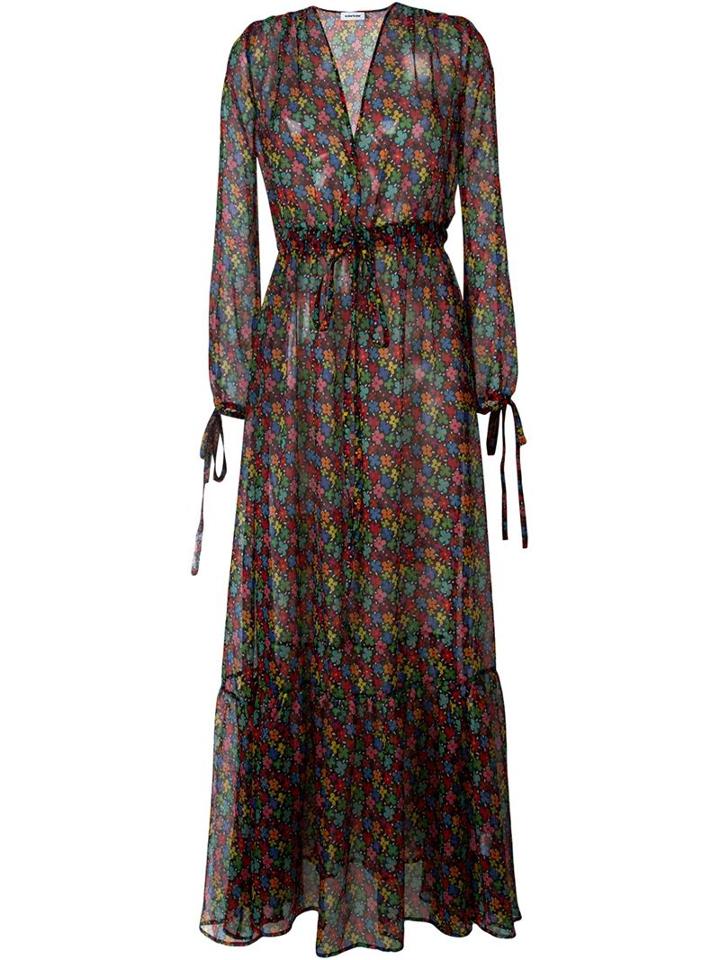 Au Jour Le Jour Sheer Floral Print Dress