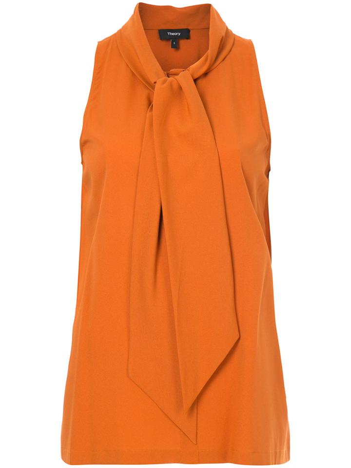 Theory Tie Neck Blouse - Yellow & Orange
