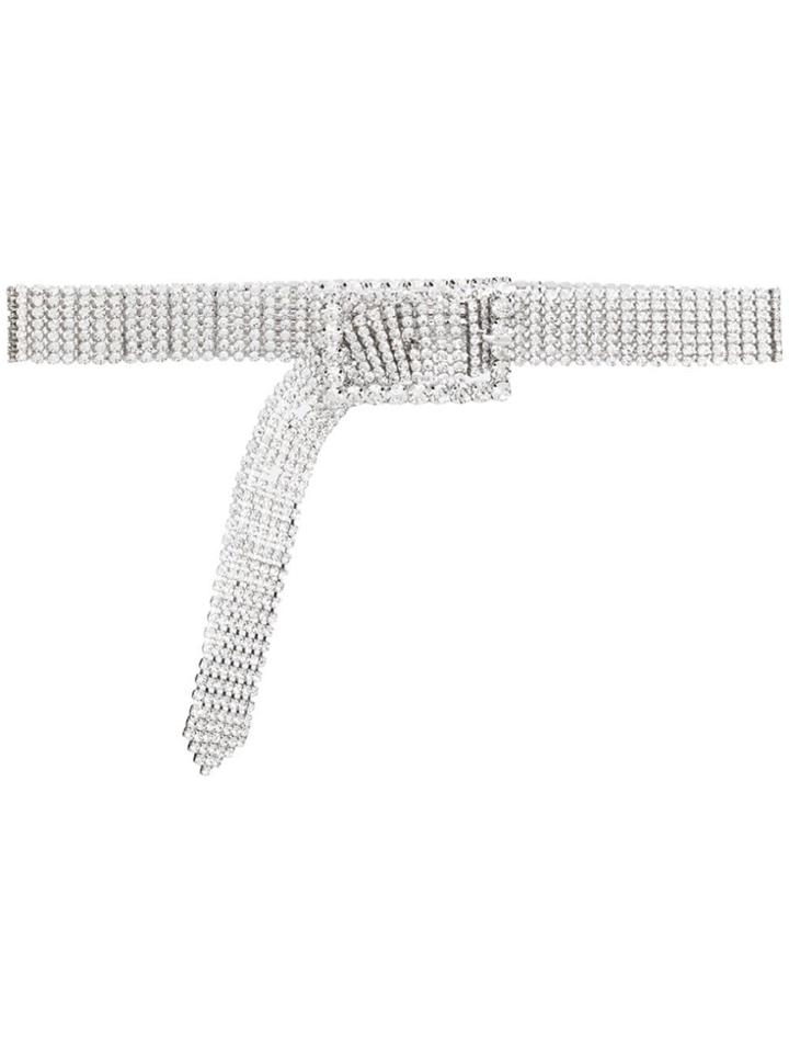 Alessandra Rich Crystal Studded Belt - White