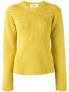 Ports 1961 Ribbed Crew Neck Jumper, Women's, Size: Xs, Yellow/orange, Virgin Wool
