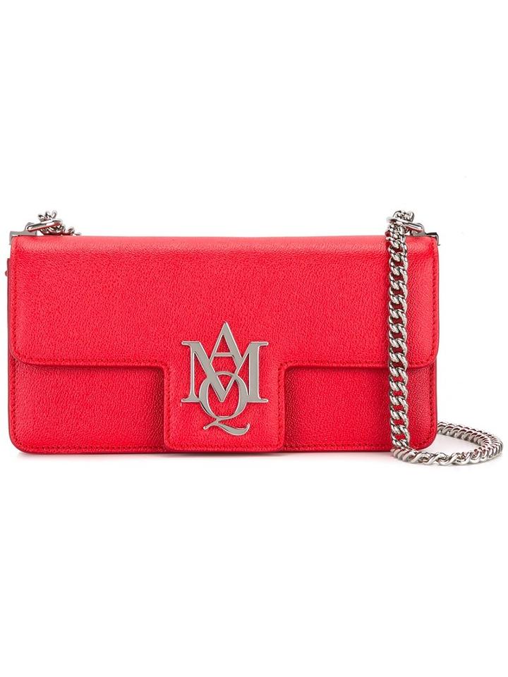 Alexander Mcqueen Insignia Clutch Satchel, Red, Calf Leather