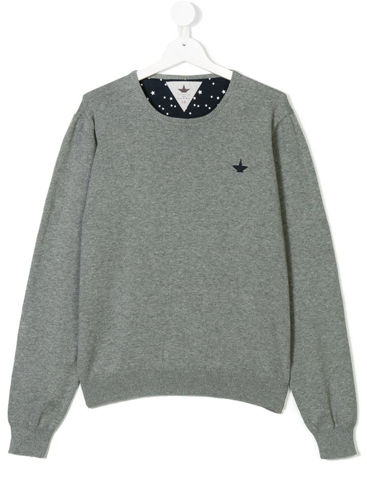 Macchia J Kids Star Intarsia Detail Jumper - Grey