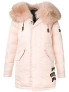 Mr & Mrs Italy Fur-trim Hooded Parka Coat - Pink
