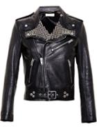 Saint Laurent Studded Biker Jacket, Women's, Size: 40, Black, Cotton/lamb Skin/cupro