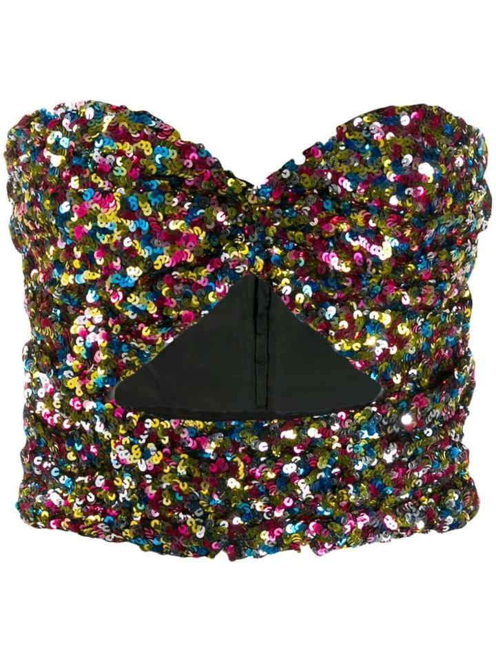 Attico Sequinned Strapless Top - Metallic