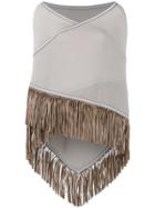 Antonia Zander Fringed Trim Cape - Nude & Neutrals