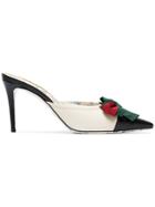 Gucci Sackville 85 Web Bow Leather Mules - Black