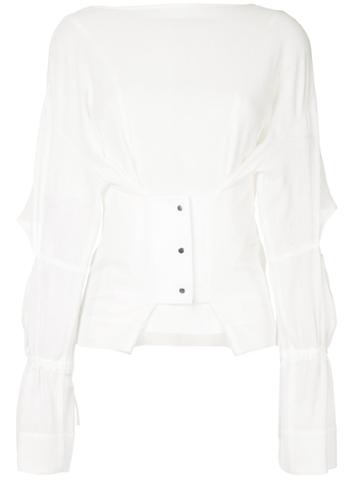 Taro Horiuchi Sheer Corset Blouse - White