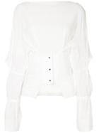 Taro Horiuchi Sheer Corset Blouse - White