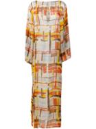 Borbonese Abstract Print Maxi Dress, Women's, Size: L, Yellow/orange, Viscose