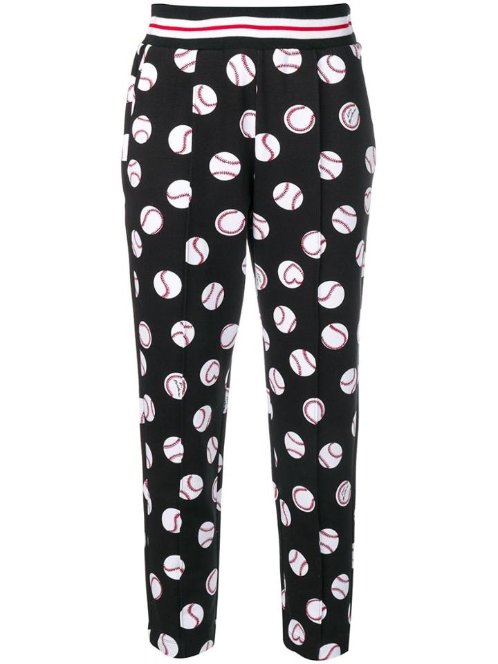 Love Moschino Baseball Print Cropped Trousers - Black
