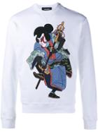 Dsquared2 Samurai Print Sweatshirt, Men's, Size: Small, White, Cotton