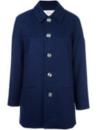 Julien David Classic Collar Jacket, Women's, Size: Medium, Blue, Silk/cotton/wool