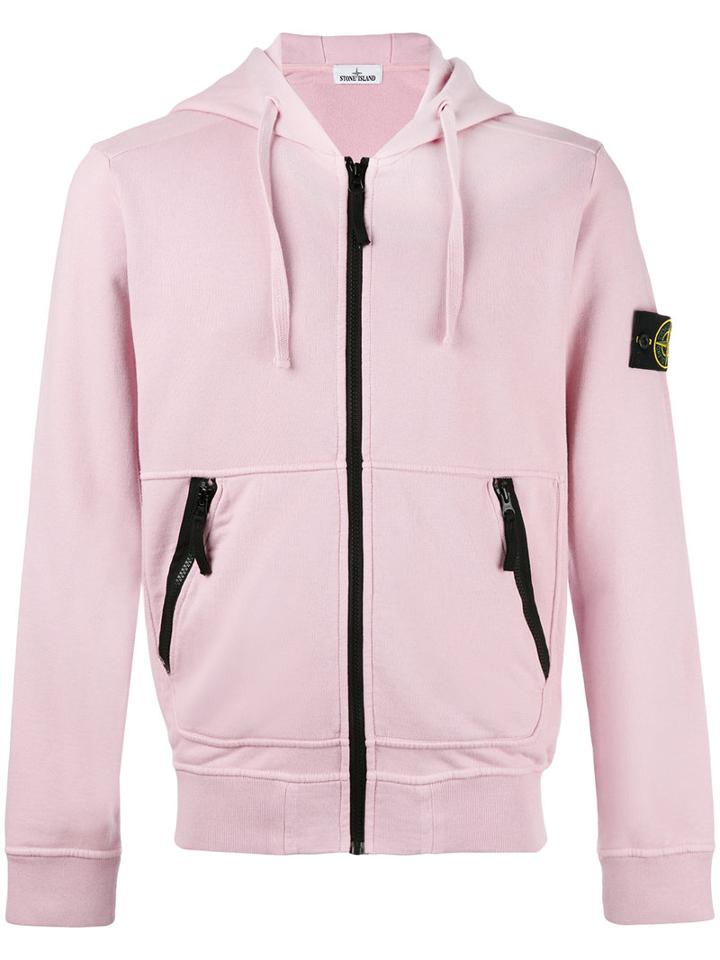 Stone Island Zip Up Hoodie, Men's, Size: Xl, Pink/purple, Cotton