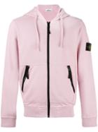 Stone Island Zip Up Hoodie, Men's, Size: Xl, Pink/purple, Cotton