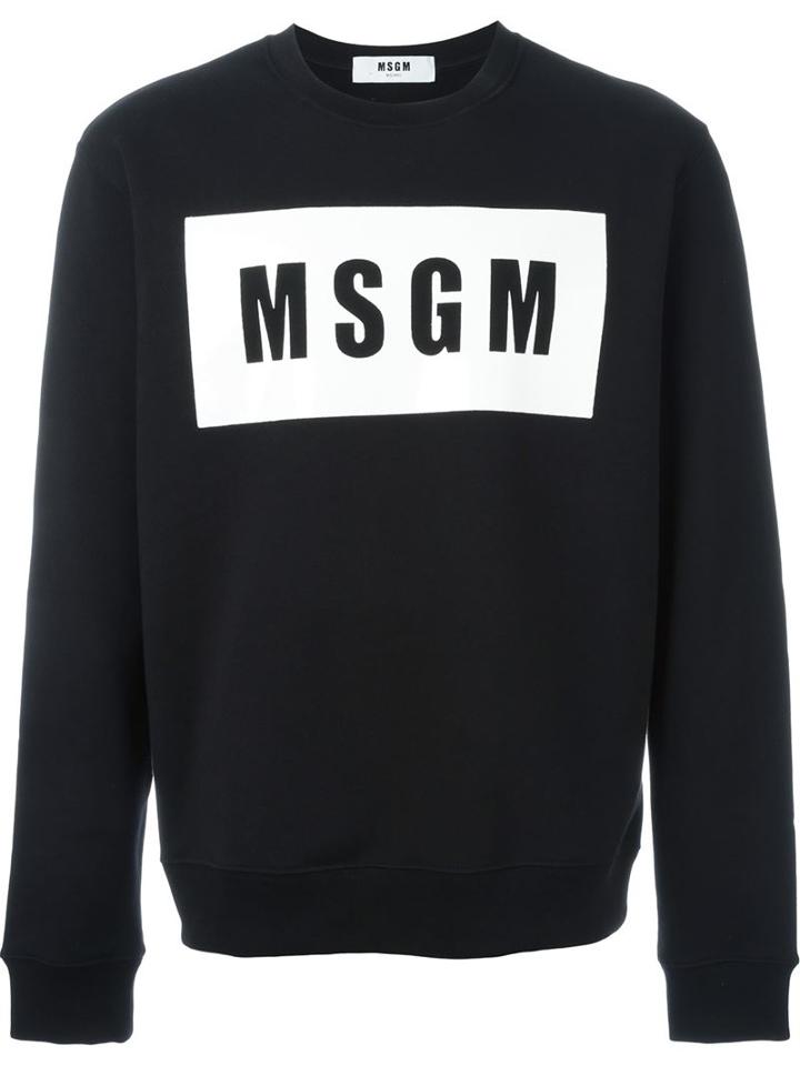 Msgm Logo Print Sweatshirt, Men's, Size: S, Black, Cotton