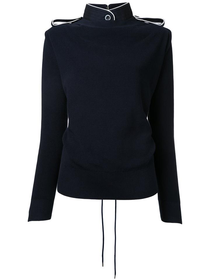Sacai - Mandarin Lace Back Sweater - Women - Cotton - 2, Blue, Cotton