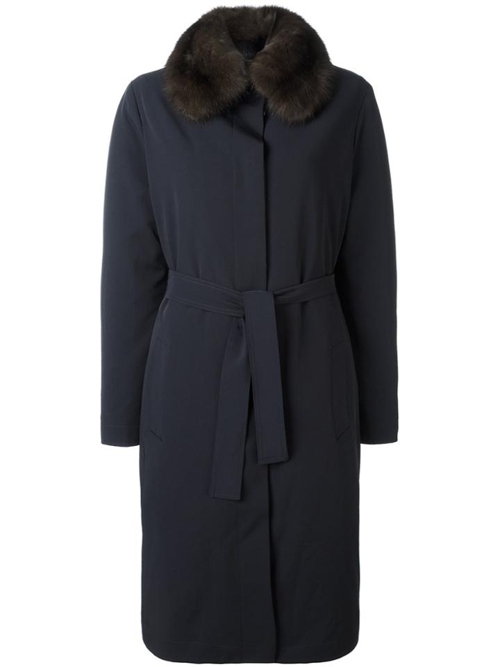 Liska Squirrel Fur Lined Coat - Blue