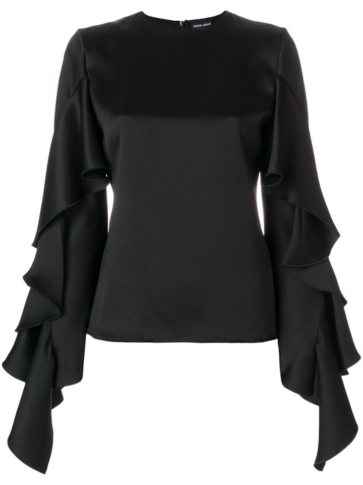 Giorgio Armani Ruffled Sleeves Blouse - Black