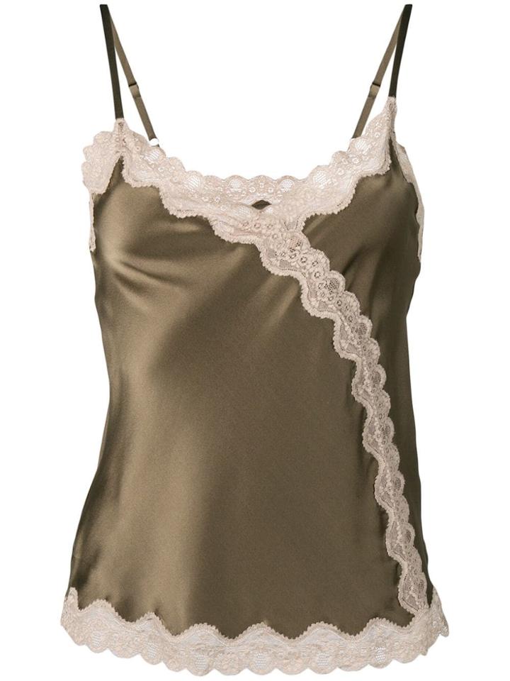 Max & Moi Lace Detail Tank Top - Green