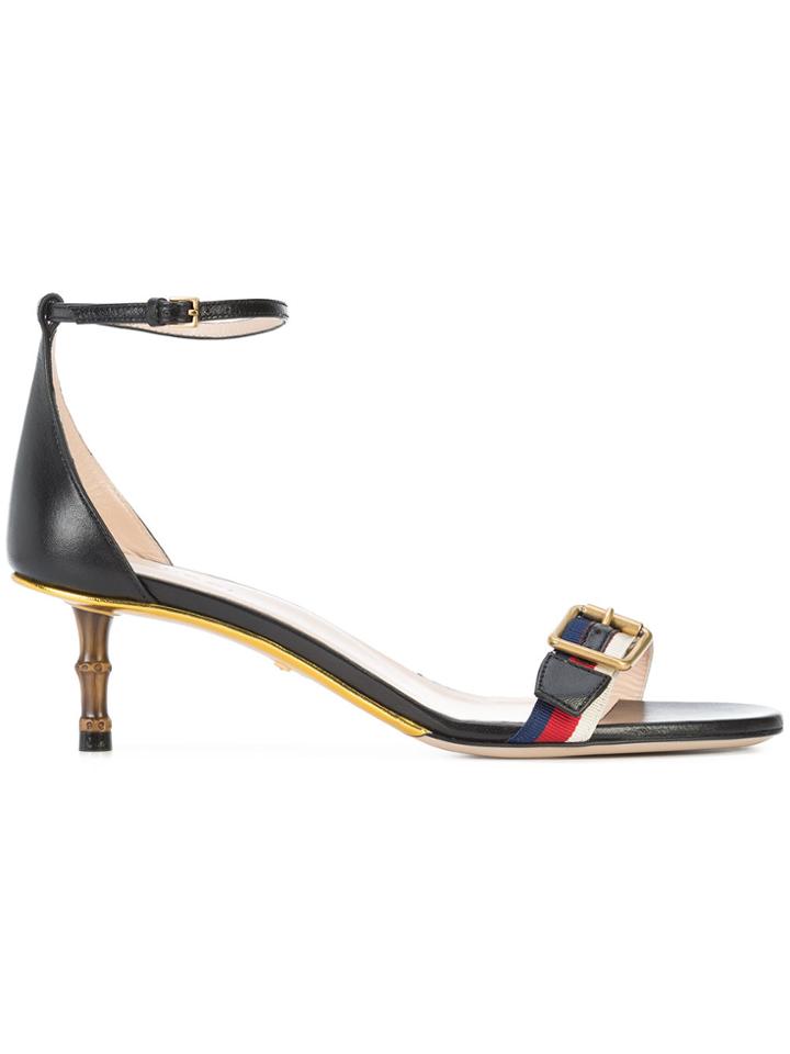 Gucci Metallic Heel Sandals - Black