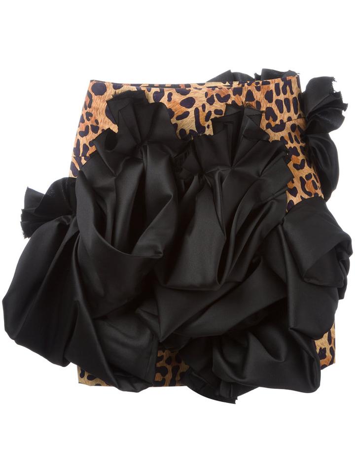 Dsquared2 Leopard Print Ruffle Skirt, Women's, Size: 42, Black, Polyester/viscose