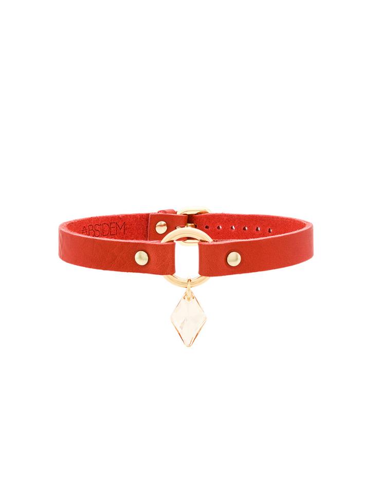 Absidem Gem Embellished Choker Necklace - Red