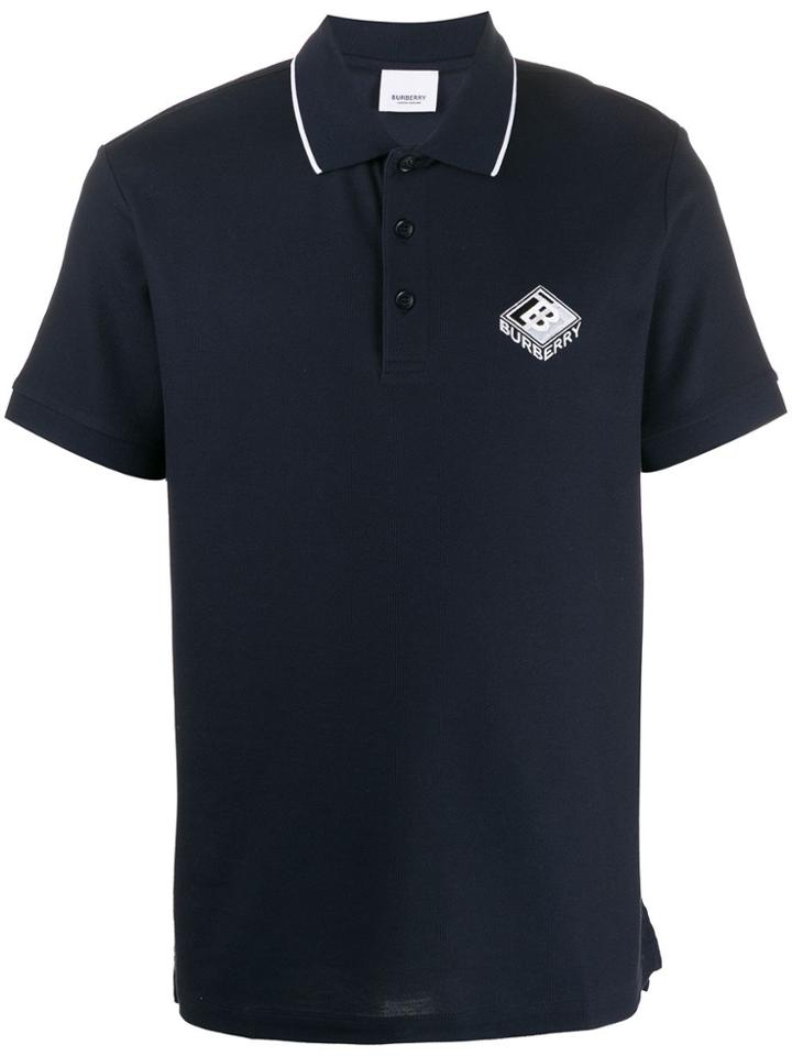 Burberry Piqué Logo Graphic Polo Shirt - Blue