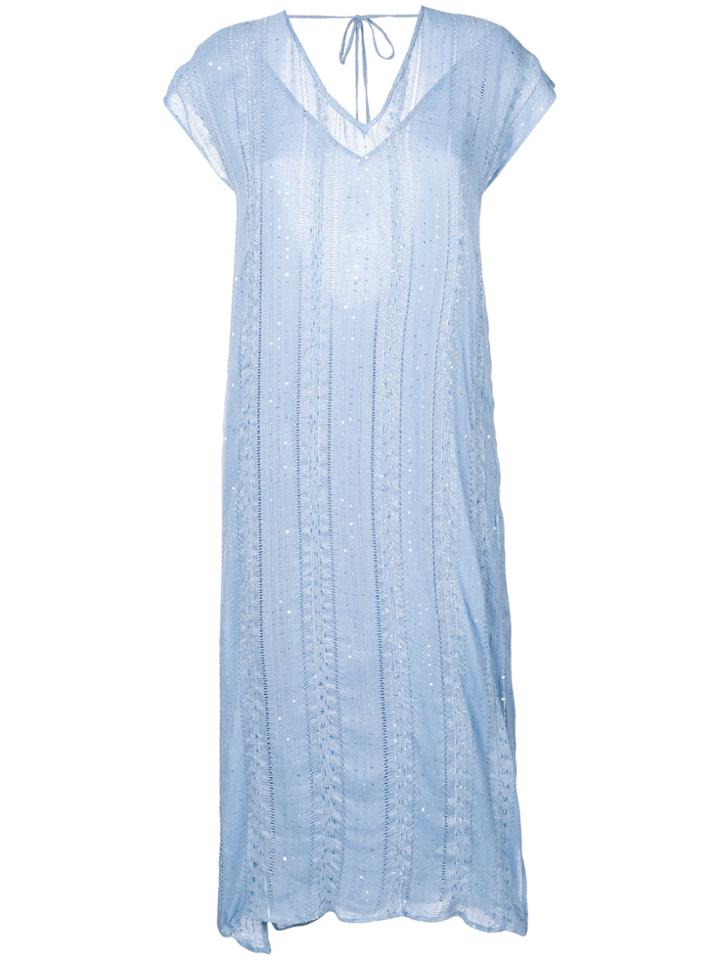 Sundress Flared Midi Dress - Blue
