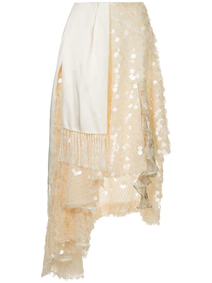 Preen By Thornton Bregazzi Asymmetric Embellished Skirt - White