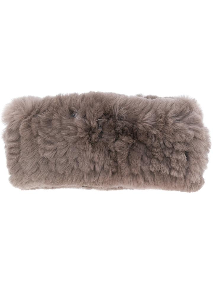 Yves Salomon Rabbit Fur Headband - Grey