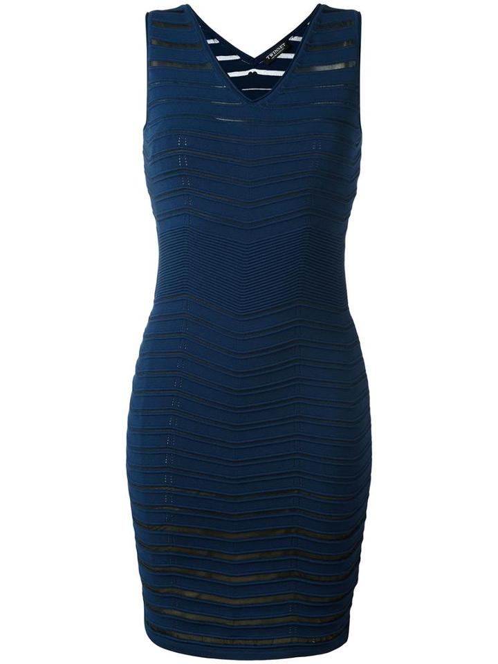 Twin-set Ribbed Detail Fitted Dress, Women's, Size: Xl, Blue, Polyamide/spandex/elastane