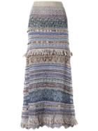 Cecilia Prado - Long Knitted Skirt - Women - Cotton/acrylic/lurex/polyester - P, Blue, Cotton/acrylic/lurex/polyester