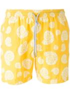 Capricode Printed Swim Shorts, Men's, Size: L, Yellow/orange, Polyamide