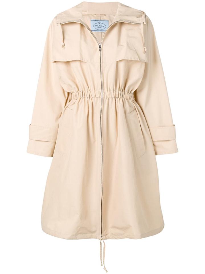 Prada Zipped Trench Coat - Neutrals