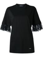 Dsquared2 Lace Cuffs T-shirt, Women's, Size: Medium, Black, Cotton