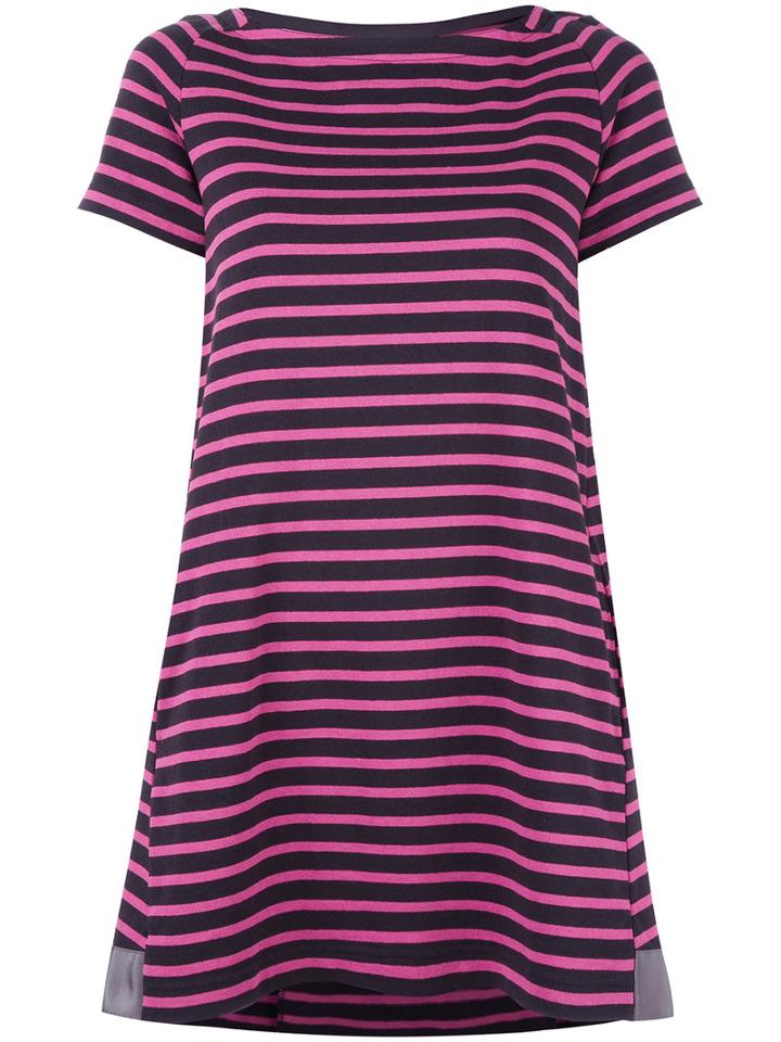 Sacai Striped A-line Dress, Women's, Size: 3, Pink/purple, Cotton