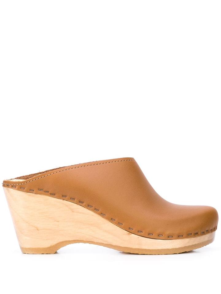 No.6 New School Heeled Clogs - Brown