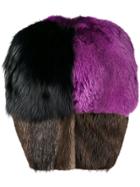 Marni Contrast Panels Fur Coat - Purple