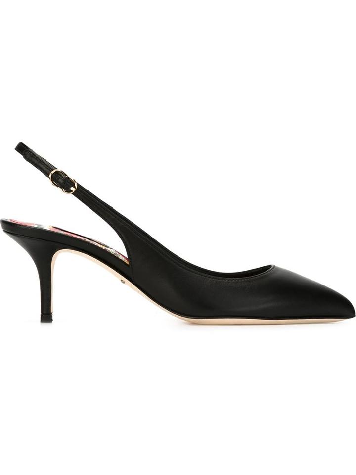 Dolce & Gabbana Slingback Pumps, Women's, Size: 39.5, Black, Leather