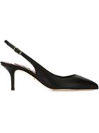 Dolce & Gabbana Slingback Pumps, Women's, Size: 39.5, Black, Leather