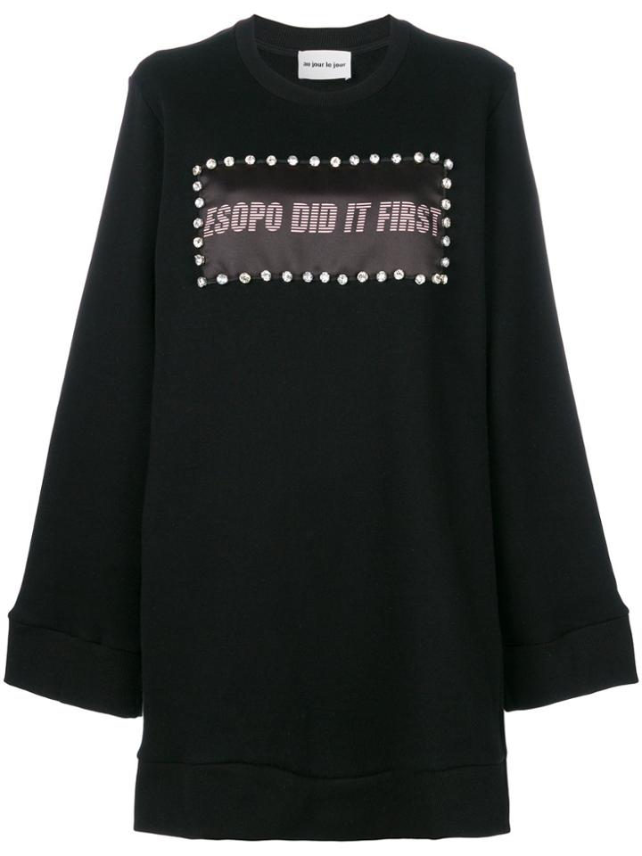 Au Jour Le Jour Embellished Patch Oversized Jumper - Black