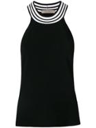 D.exterior Contrast Neck Top - Black