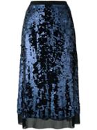 Tory Burch Sequinned A-line Skirt, Women's, Size: Small, Blue, Polyester/spandex/elastane/polyamide