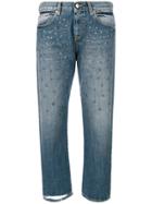 Gaelle Bonheur Cropped Medallion Studded Jeans - Blue