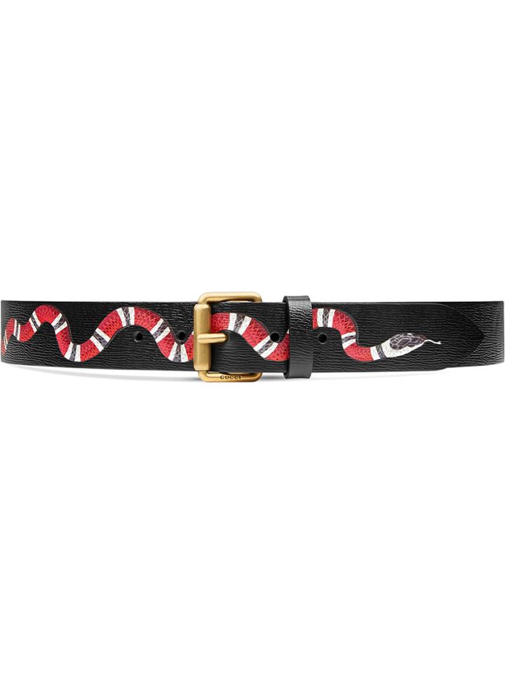 Gucci Leather Belt With Kingsnake - Black