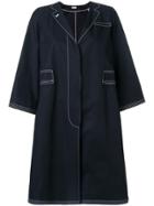 Thom Browne Trompe L'oeil Swing Overcoat In Cotton Twill - Blue