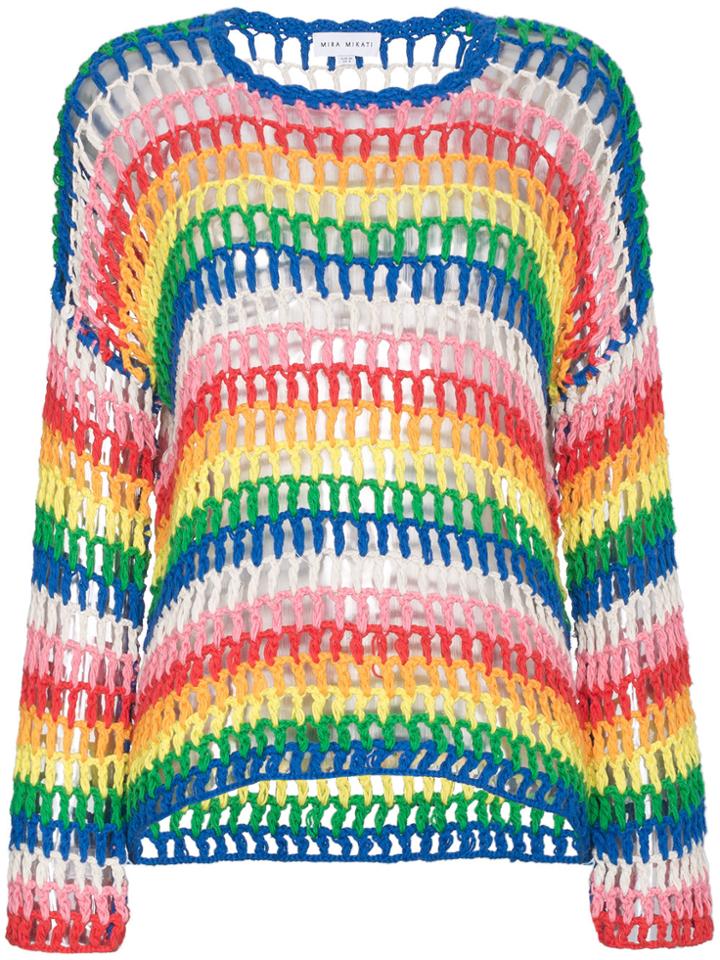 Mira Mikati Rainbow Open Hand Crochet Sweater - Multicolour